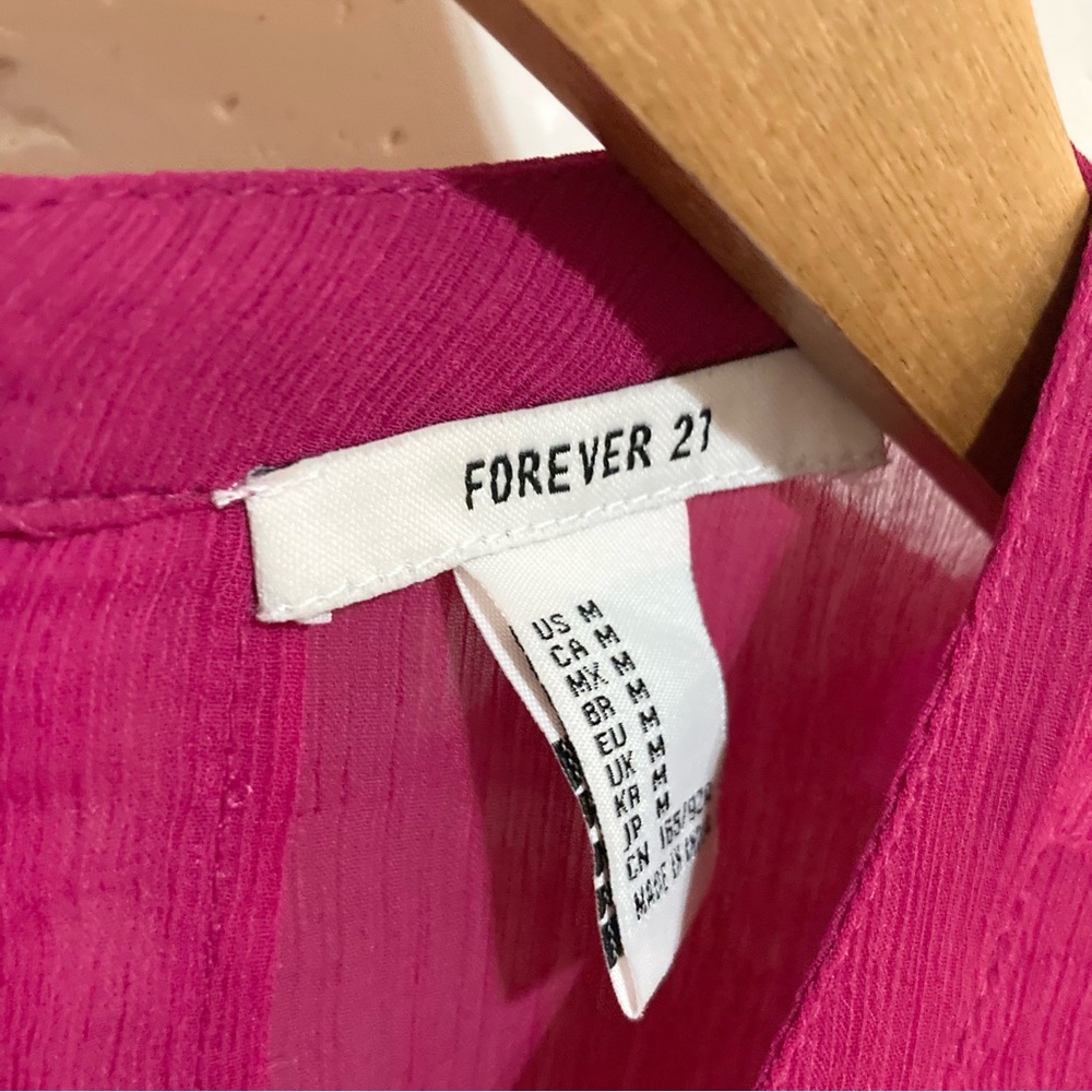 Fuchsia Pink Ruffle Top Blouse Size S - M Small Medium - Picture 4 of 11